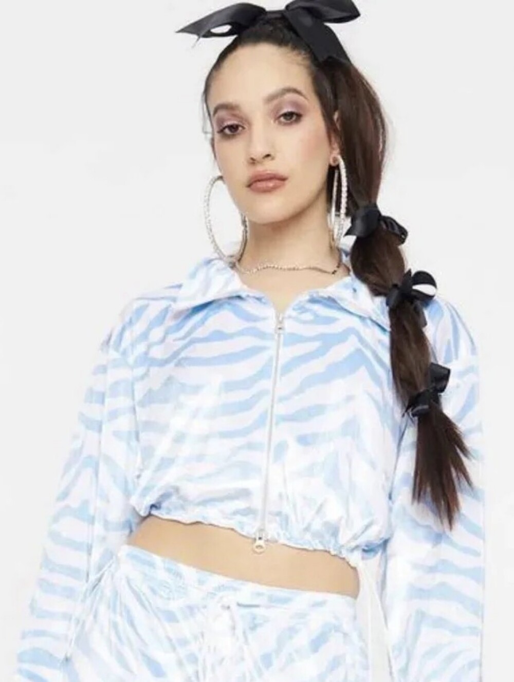 🦓 Cute Mistake Oversized Zebra Velour Velvet Crop Sweater (XS-L) - Picture 2 of 9